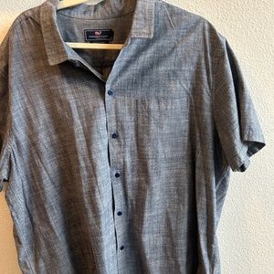 Short-Sleeve Moonshell Chambray Cabana Collar Shirt